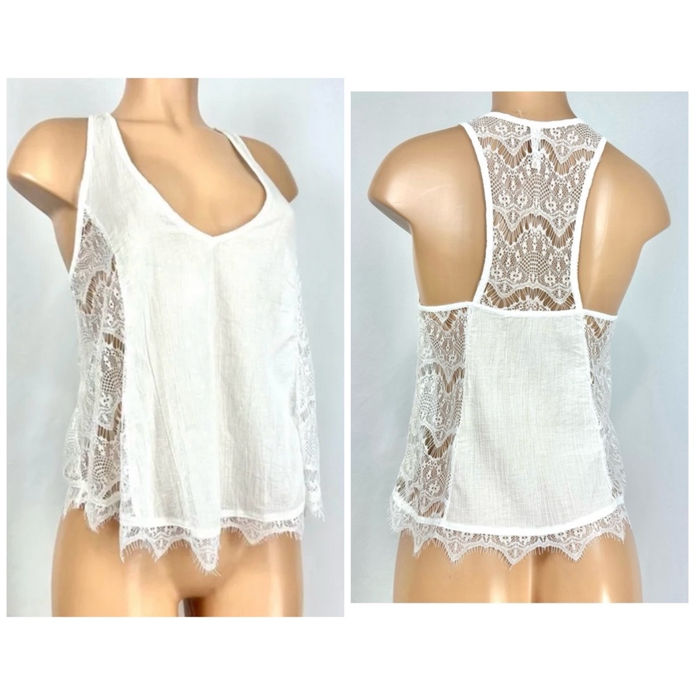 Free People White Sleeveless Asymmetrical Camisole